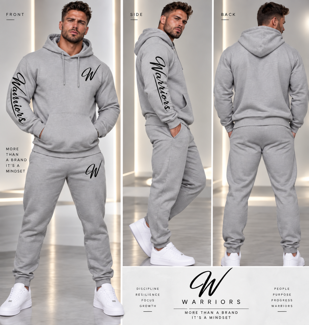 Men's Warriors Statement Black Hoodie Set